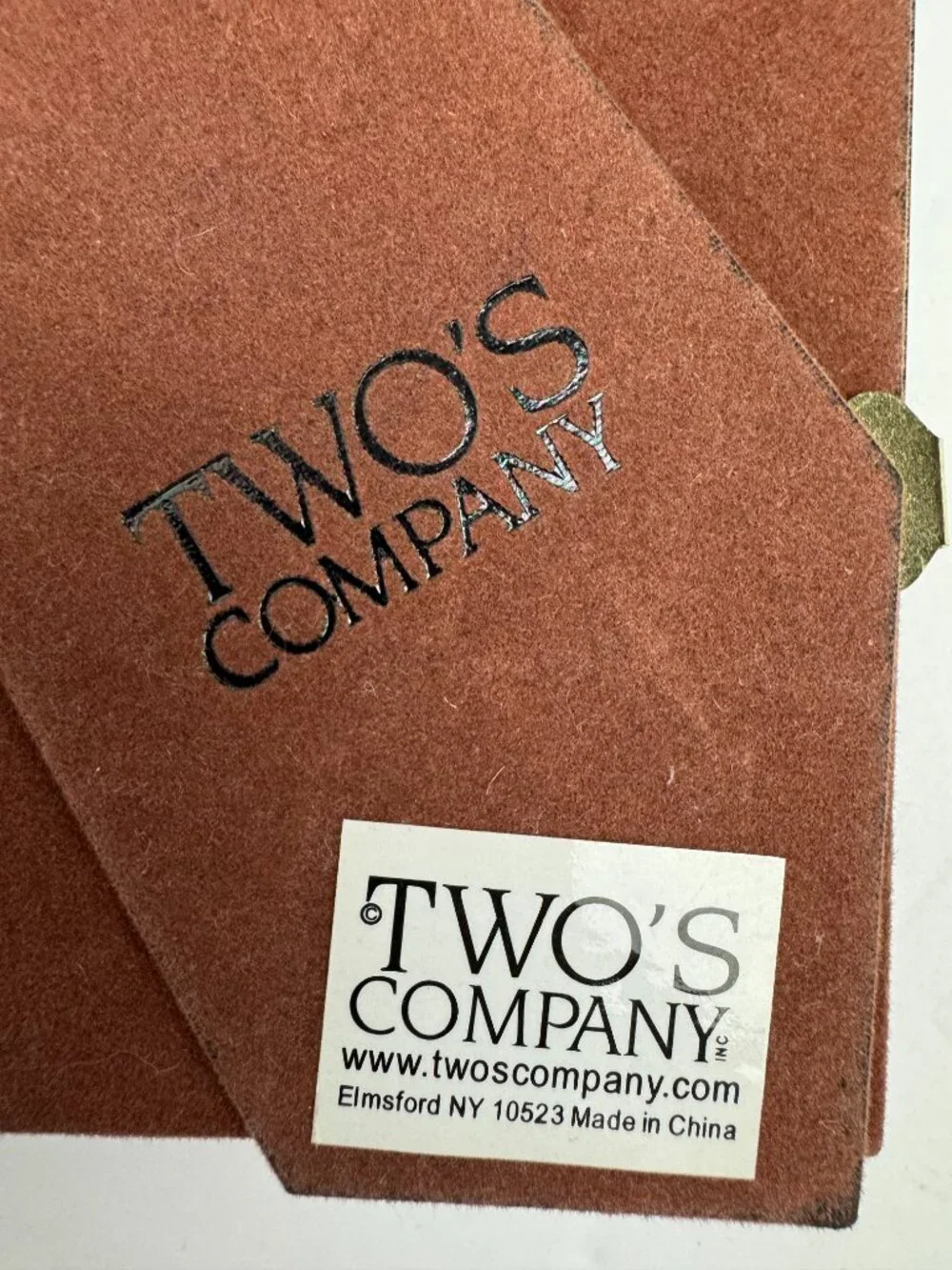 Two’s Company Burl Wood Veneer Picture Frame Brown Glass Tabletop Elegant